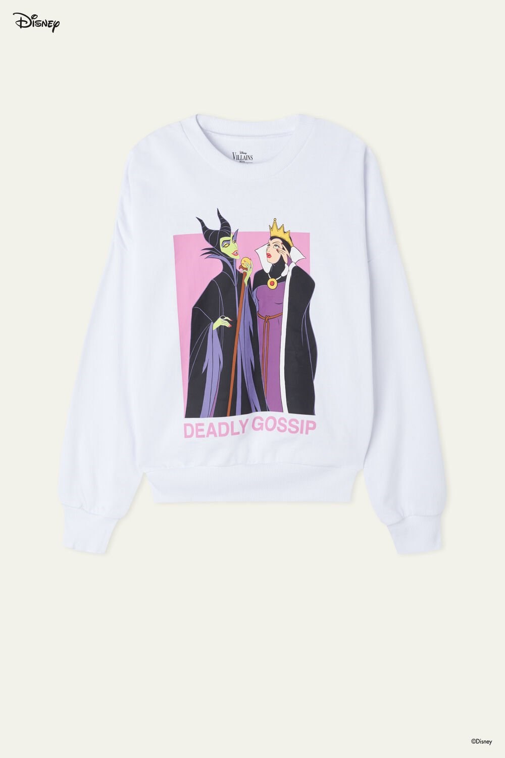 Tezenis Disney Villains Long Sleeve Crewneck Sweatshirt Białe | 8253-JGMSZ