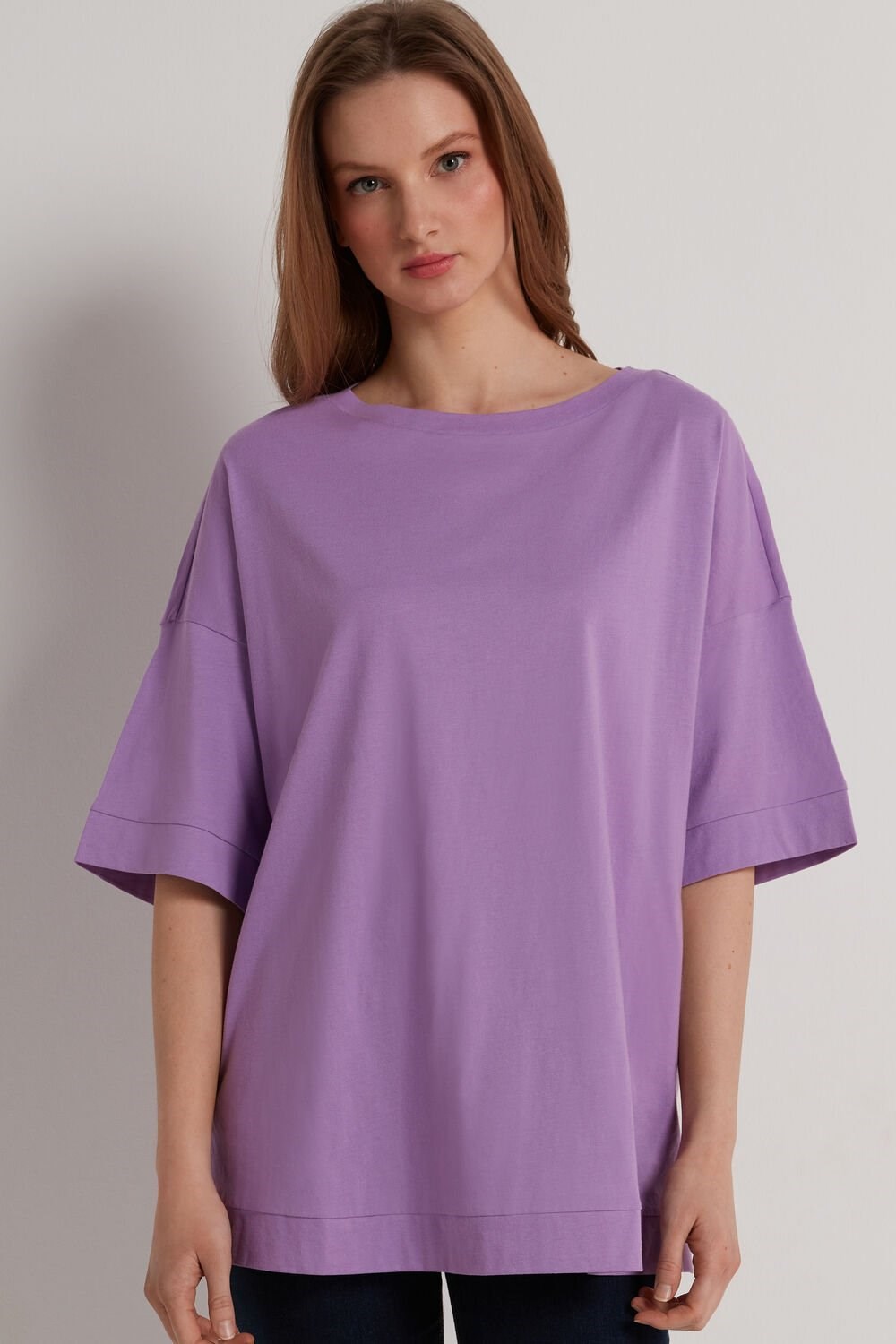 Tezenis Dropped Shoulder Bawełniane T-Shirt with Vents Lawenda | 7910-BIRTQ