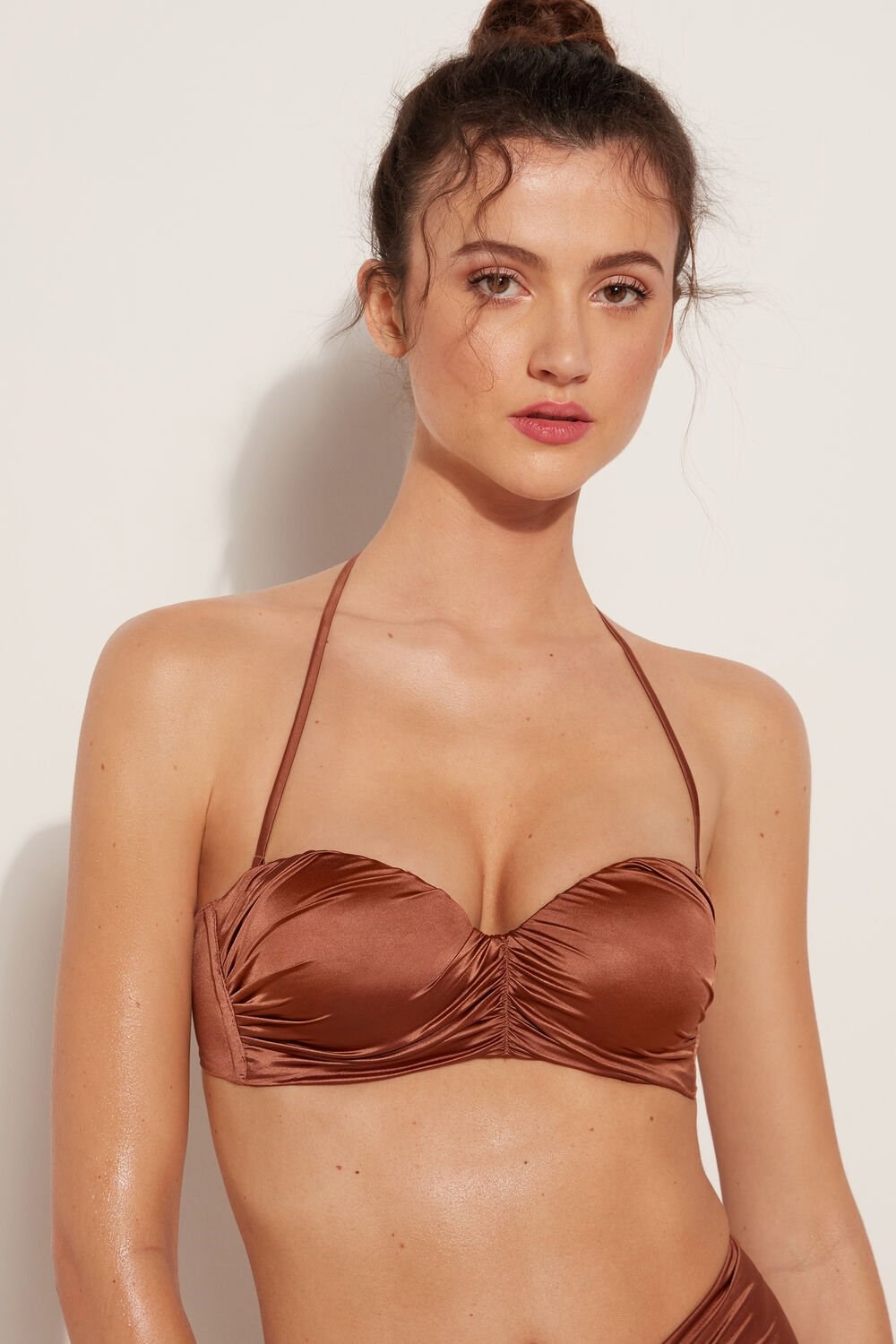 Tezenis Elegancki Dream Watowany Bandeau Bikini Top Brązowe Brązowe | 3748-CNOWG