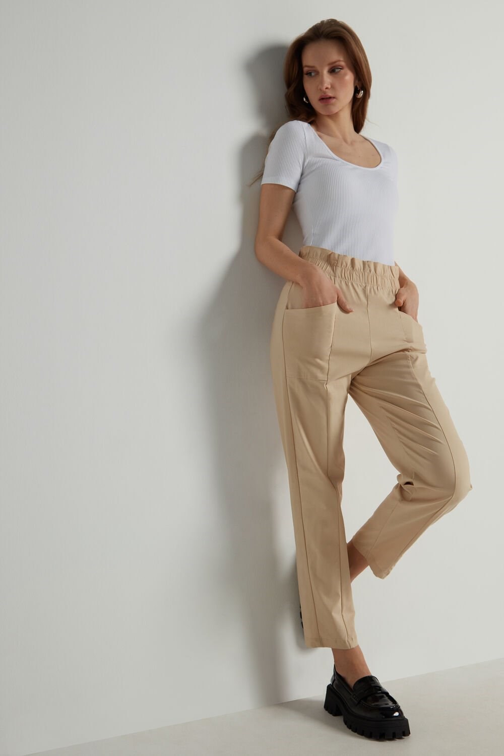 Tezenis Fabric Joggers with Pockets Beżowe | 1590-SDIVC