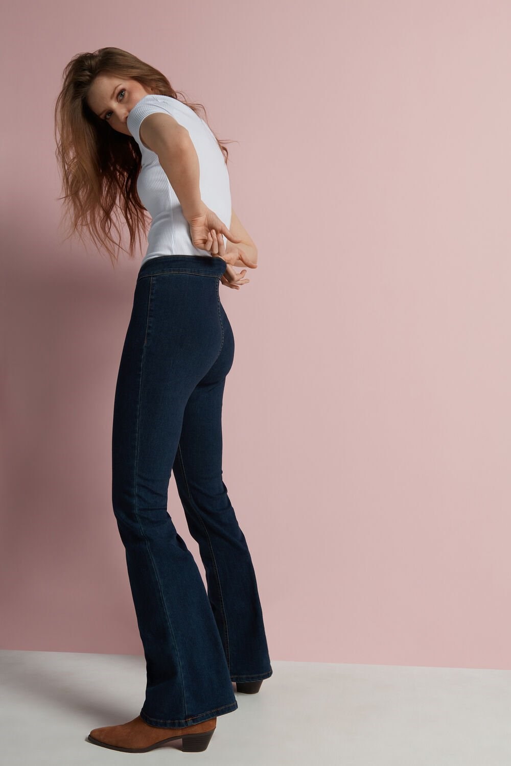 Tezenis Flared Jeans Niebieskie Ciemny | 2184-GOJST