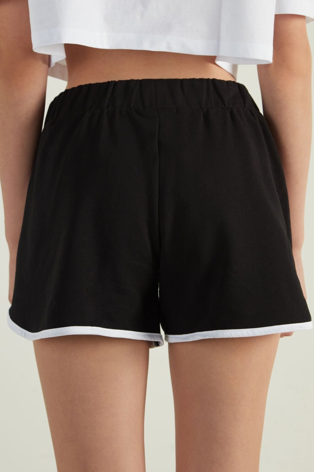 Tezenis Fleece Piping Shorts Czarne | 5179-HFVPG