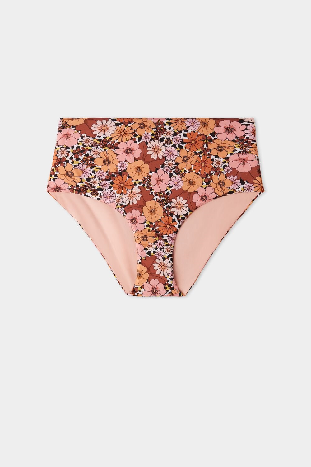 Tezenis Flower Animal Print Gathered High-Cut Bikini Bottoms Floral Floral Animal Print 581v | 7405-KPHYA