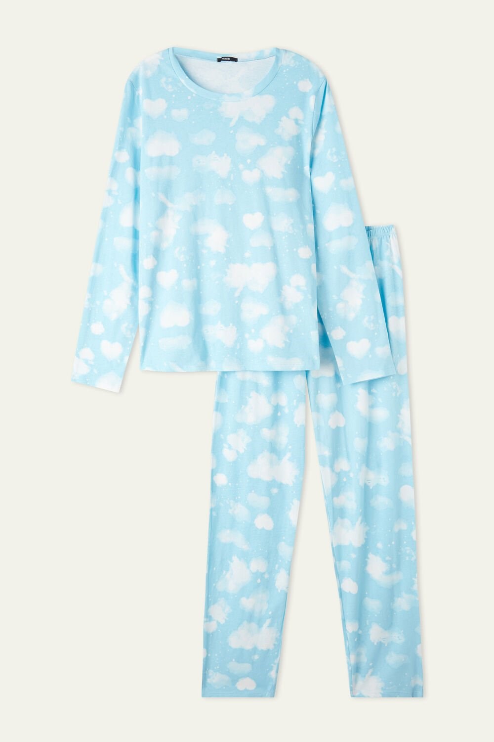 Tezenis Full Length Bawełniane Cloud Print Pajamas Niebieskie | 8907-XNRKS