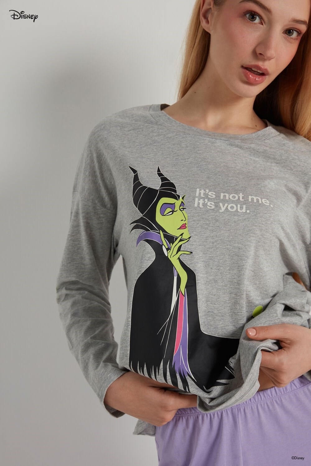 Tezenis Full-Length Bawełniane Pajamas with Disney Villains Maleficent Print Szare Głęboka | 7236-CNJZP