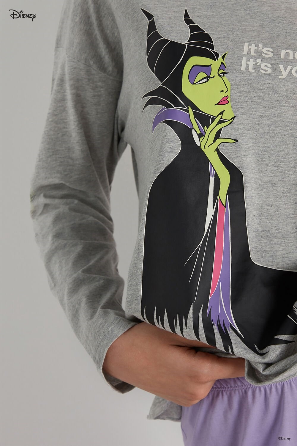 Tezenis Full-Length Bawełniane Pajamas with Disney Villains Maleficent Print Szare Głęboka | 7236-CNJZP