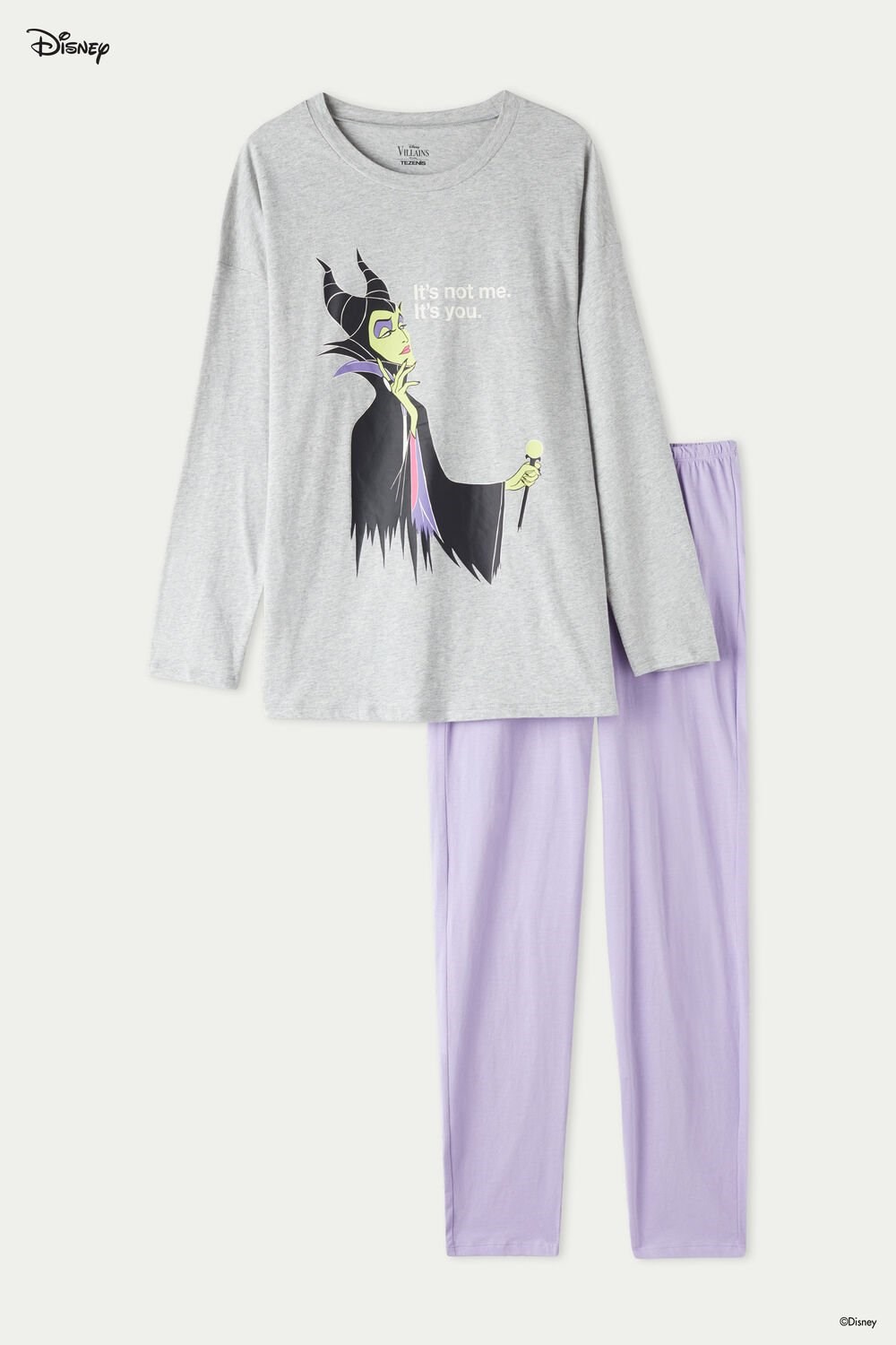 Tezenis Full-Length Bawełniane Pajamas with Disney Villains Maleficent Print Szare Głęboka | 7236-CNJZP