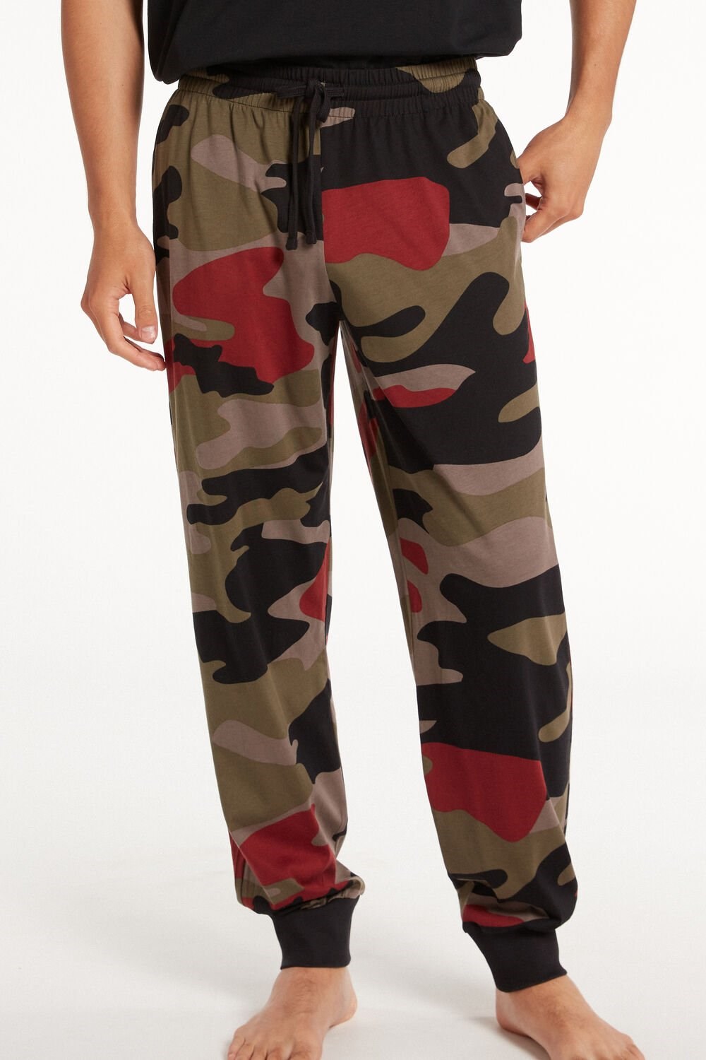 Tezenis Full Length Bawełniane Pants with Cuffs Kolorowe Czarne Camo | 7459-XJIVF