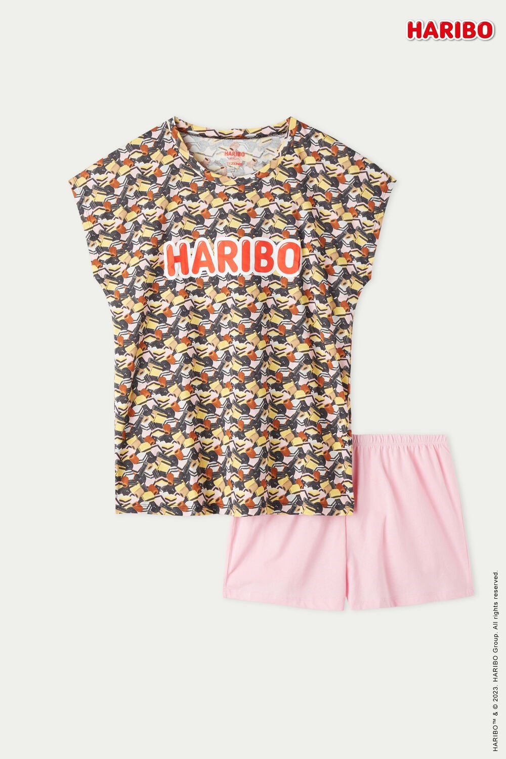 Tezenis Haribo Licorice Krótkie Bawełniane Pajamas Różowe | 1602-MGZSW