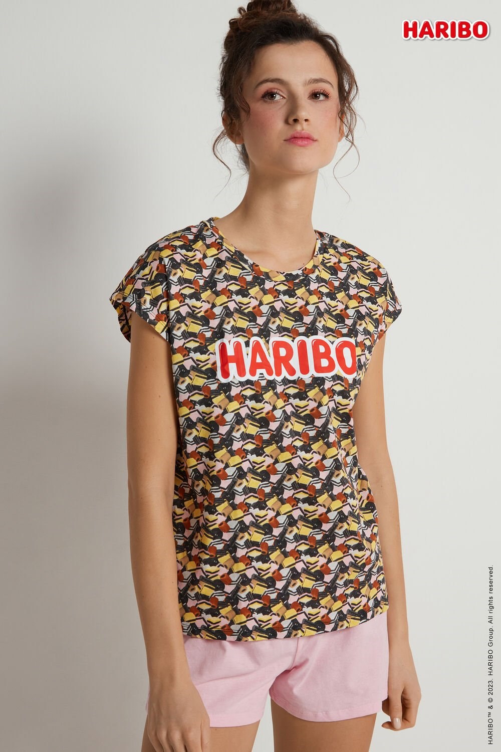 Tezenis Haribo Licorice Krótkie Bawełniane Pajamas Różowe | 1602-MGZSW