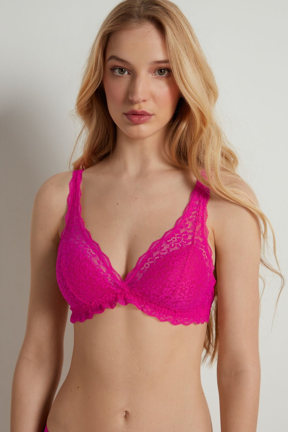 Tezenis Havana Recycled Koronkowe Triangle Bra Różowe Fuksja | 3195-EYUIA