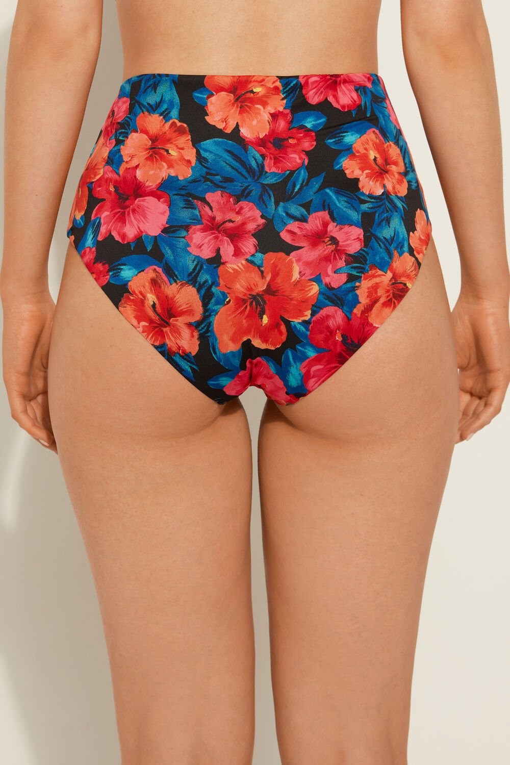 Tezenis Hawaiian Sunset High Rise Bikini Bottoms Niebieskie Kwiaty | 6470-ANFTS