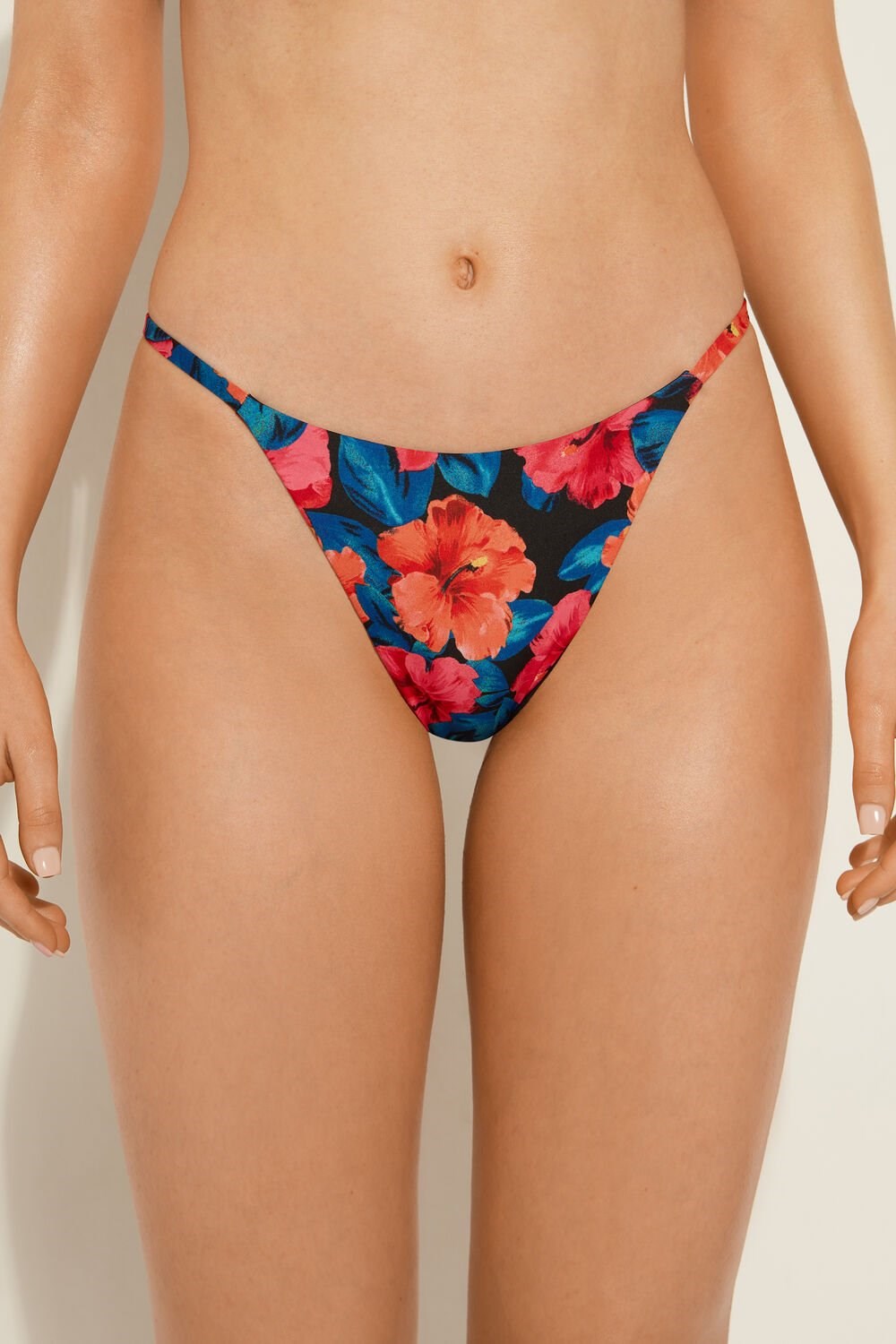 Tezenis Hawaiian Sunset String Stringi Brazilian Bikini Bottoms Niebieskie Kwiaty | 5318-TABUS