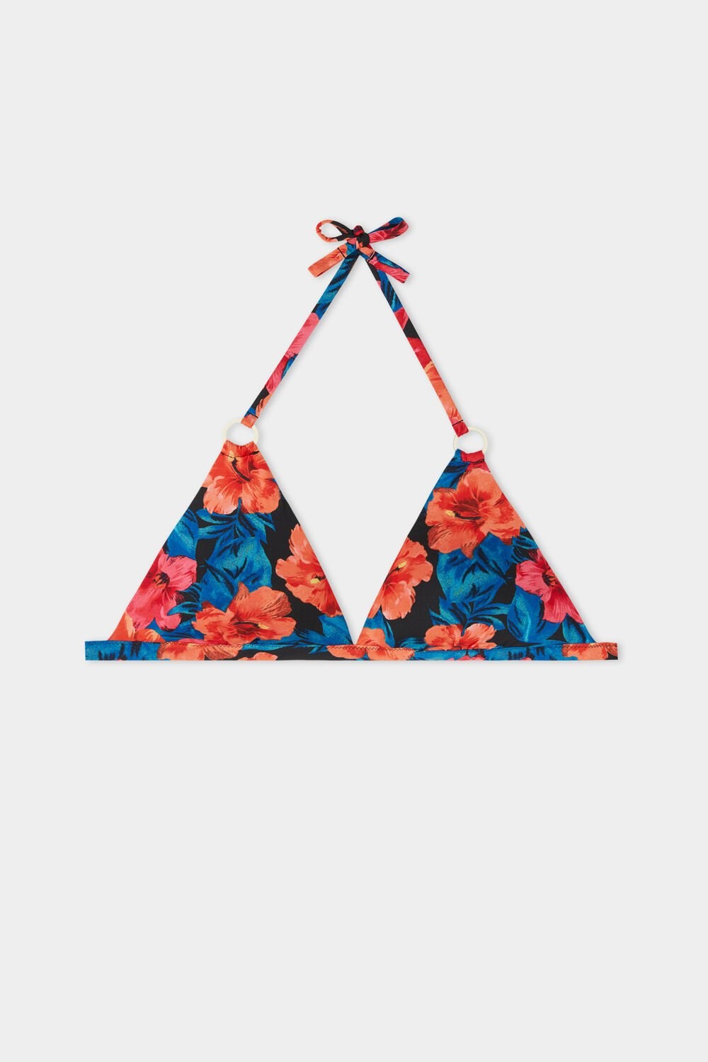 Tezenis Hawaiian Sunset Szerokie Paskiem Triangle Bikini Top Niebieskie Kwiaty | 5642-YALPS