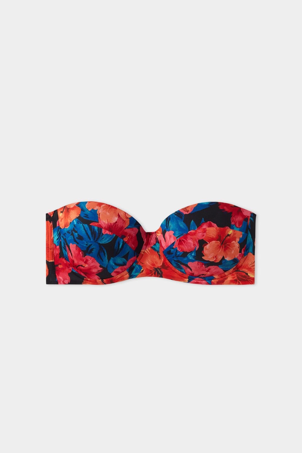 Tezenis Hawaiian Sunset Watowany Bandeau Bikini Top Niebieskie Kwiaty | 6531-DXBFI