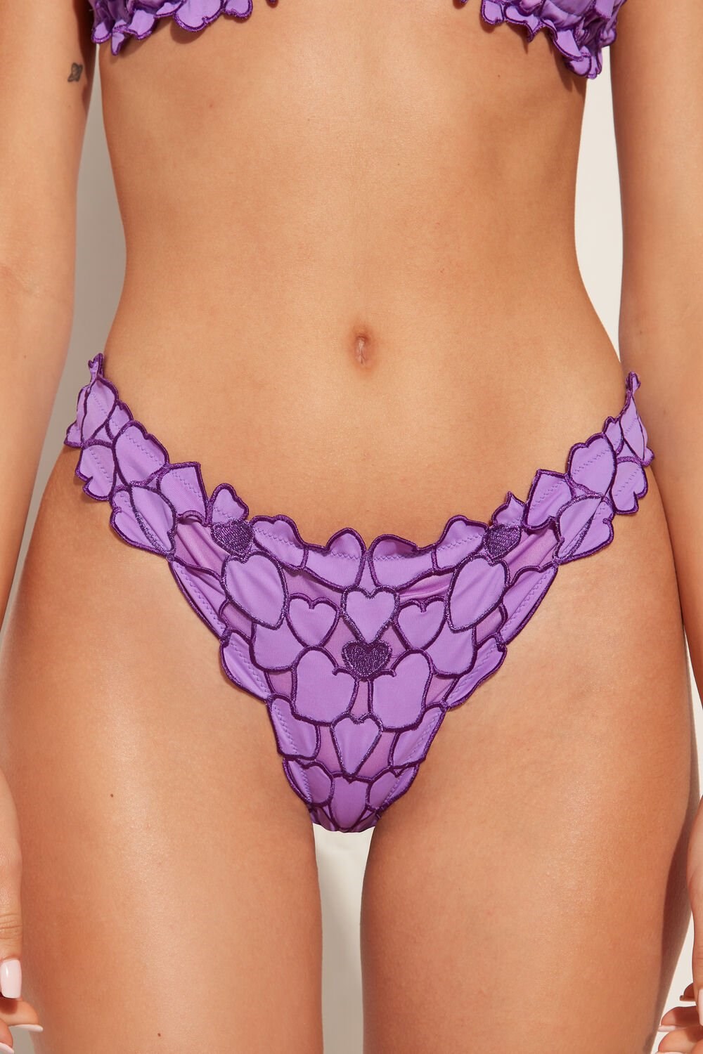 Tezenis Heart Macramè Brazilian Bikini Bottoms Violet Bright Violet 632v | 1536-IKGSO