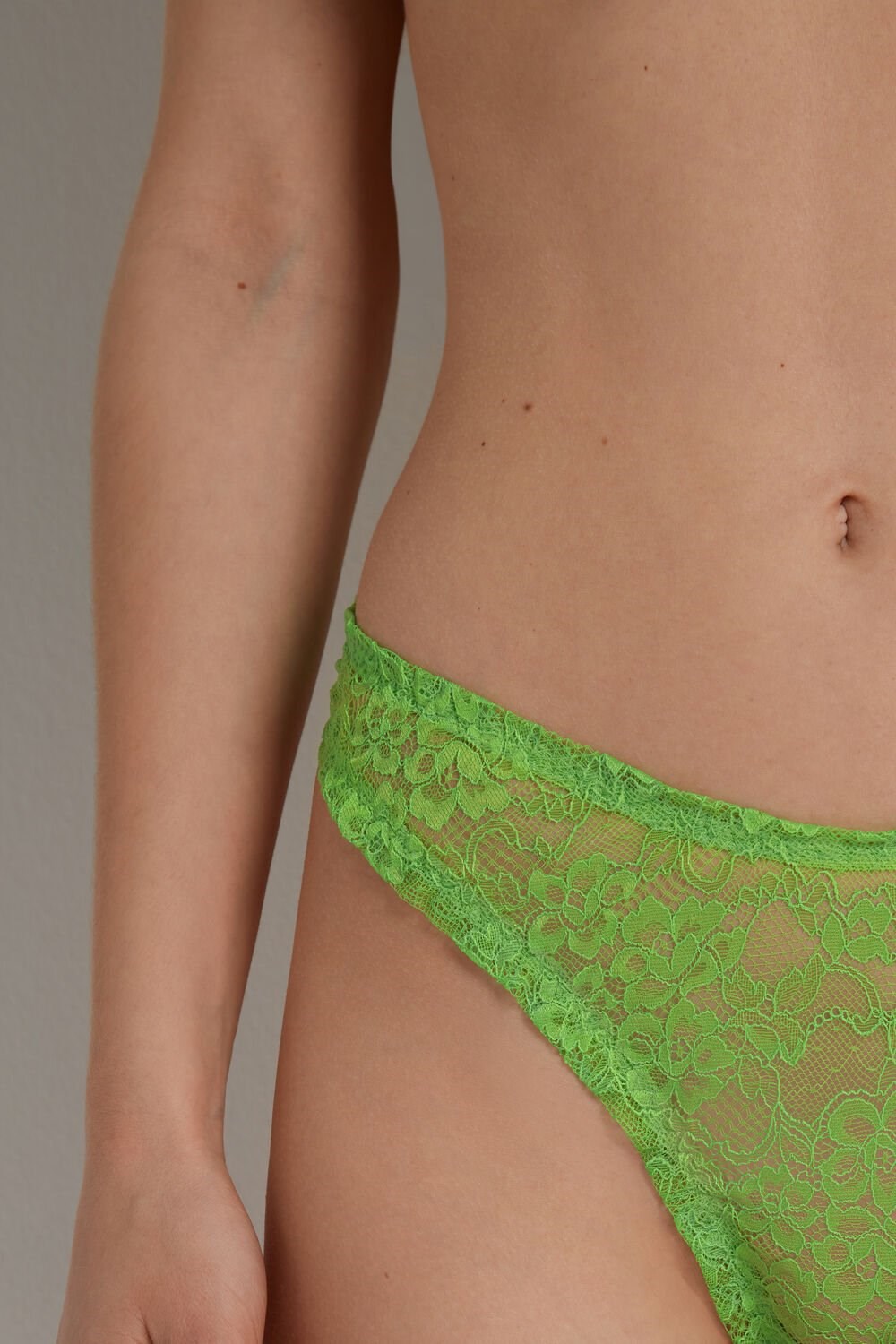 Tezenis High-Cut Gathered Koronkowe Brazilian Panties Zielone Zielone | 4750-ATEGW