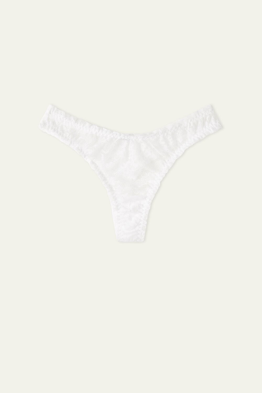 Tezenis High-Cut Gathered Koronkowe Brazilian Panties Białe Białe | 6408-RWFMG