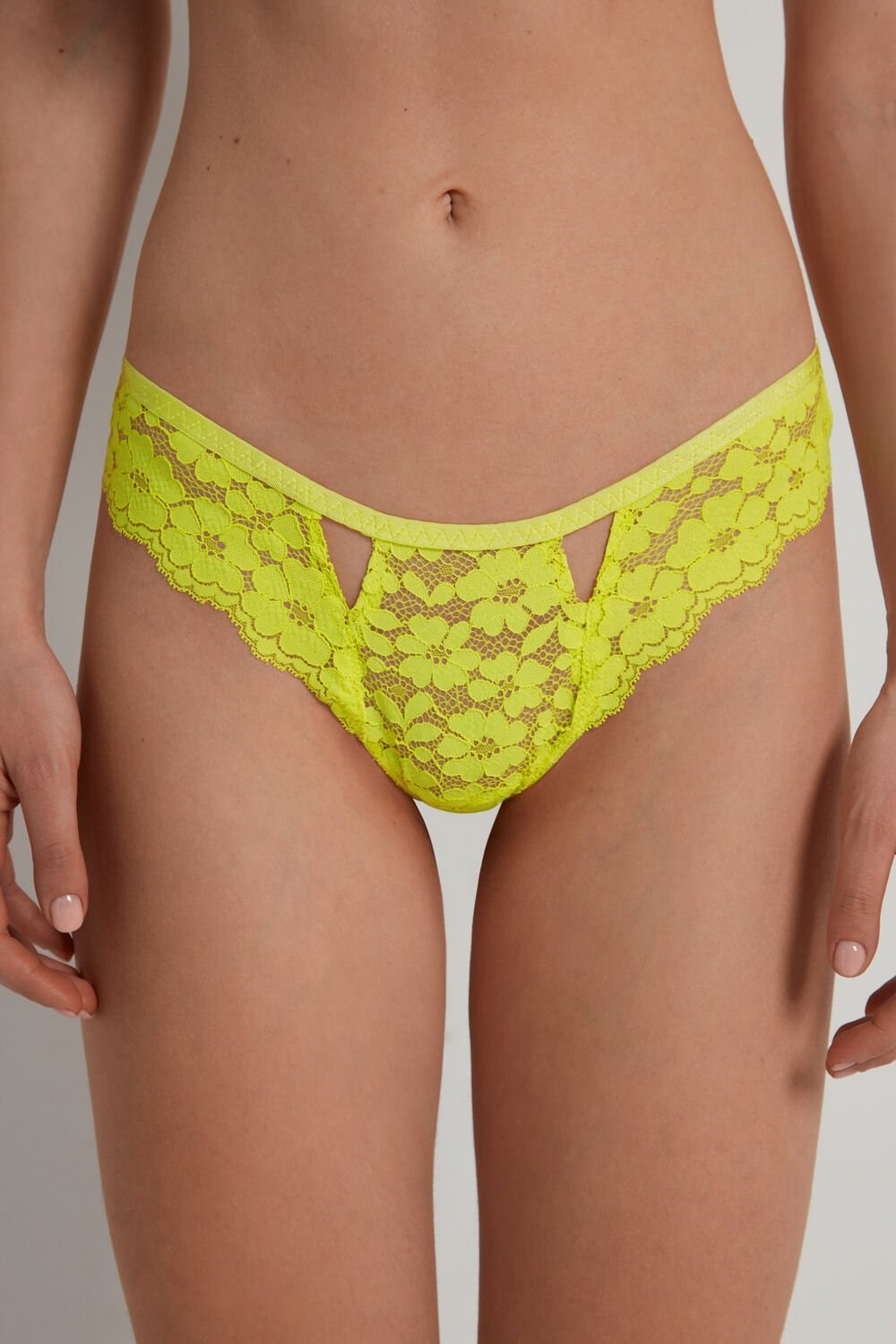 Tezenis High-Cut Koronkowe Brazilian Panties with Cut-Outs Żółte Cytrynowy Żółte | 0297-QZDTX