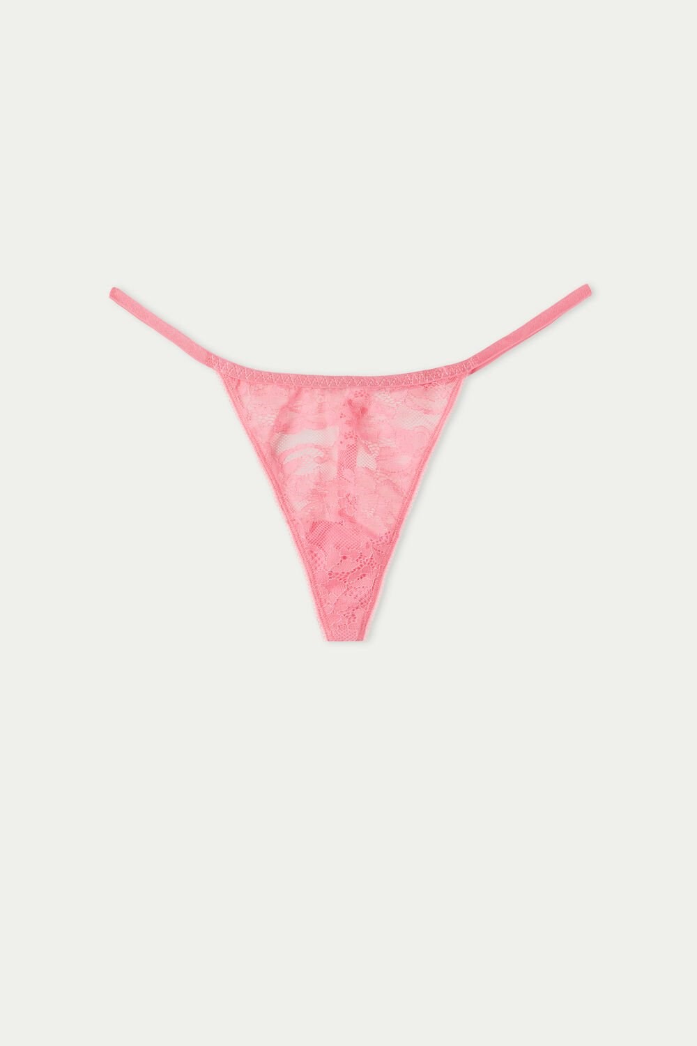 Tezenis High-Cut Koronkowe String Stringi with Rhinestone Lettering Różowe Różowe | 3954-DSVPL