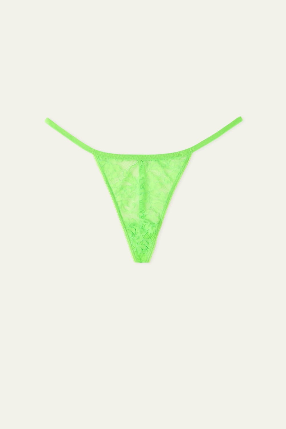 Tezenis High-Cut Koronkowe String Stringi with Rhinestone Lettering Zielone Zielone | 5134-KUMTL