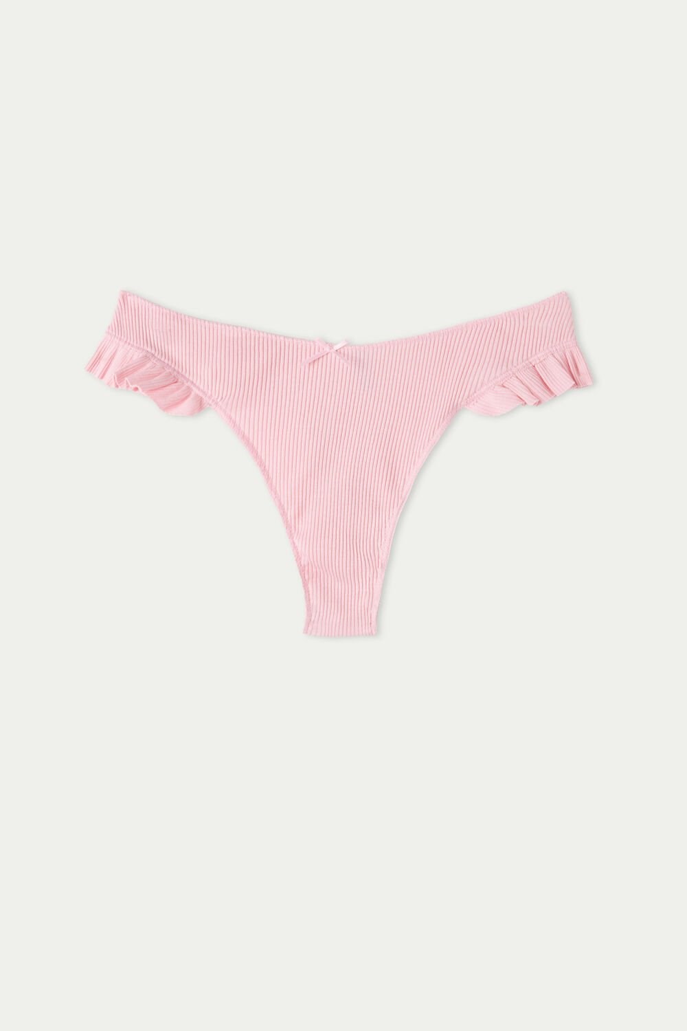 Tezenis High-Cut Żebrowany Bawełniane Brazilian Panties with Ruffles Różowe Różowe | 0856-XYOKZ