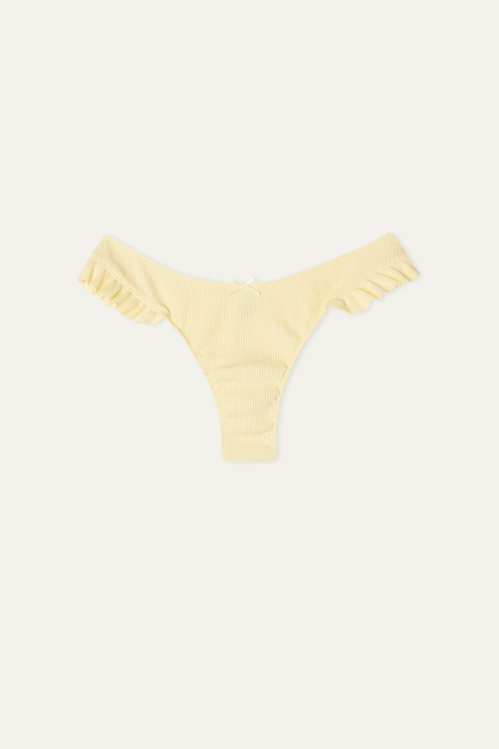 Tezenis High-Cut Żebrowany Bawełniane Brazilian Panties with Ruffles Żółte Żółte | 9214-LYCUS