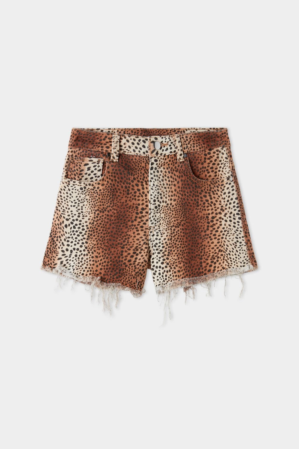 Tezenis High Rise Frayed Denim Shorts Animal Vintage Animal Print 614v | 7341-XYCSW