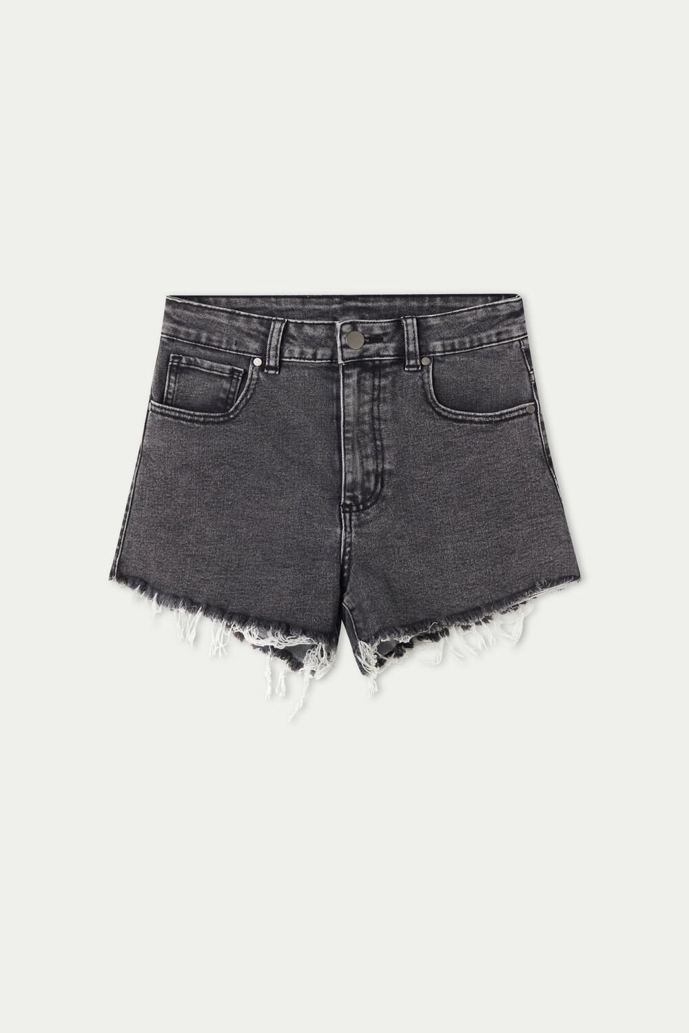 Tezenis High Rise Frayed Denim Shorts Czarne Czarne | 7560-WGCDO