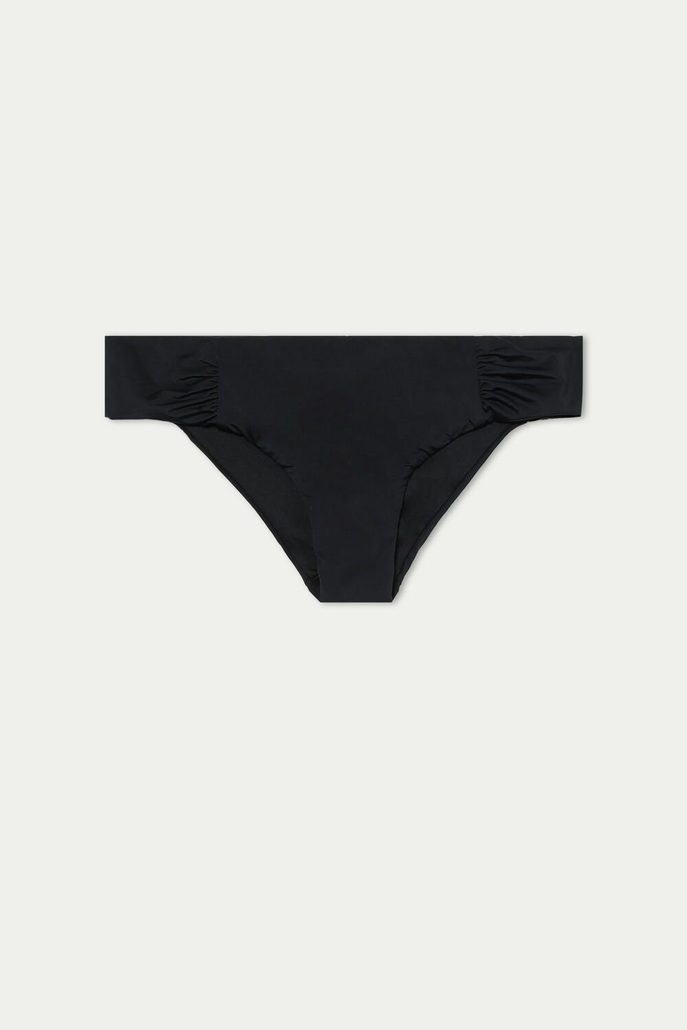 Tezenis High-Waisted Bikini Briefs in Plain Hues with Side Shirring Czarne Czarne | 3962-CSVHW