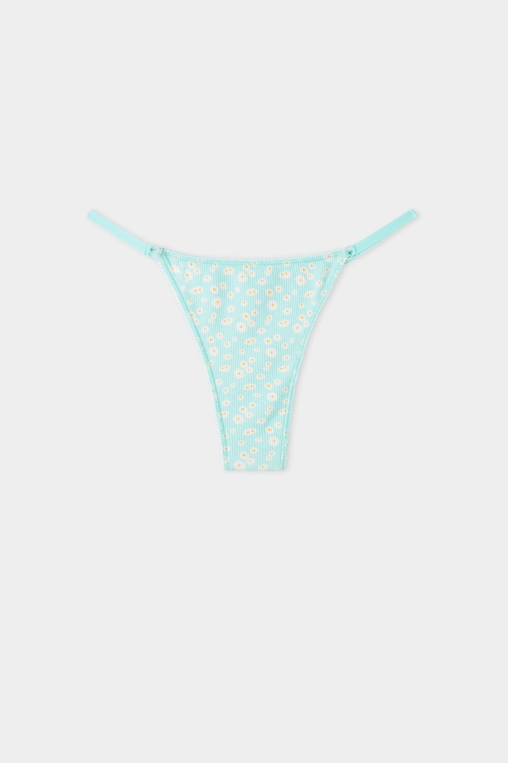 Tezenis High-Waisted Printed Bawełniane Brazilian String Panties Głęboka Niebieskie | 0925-UGVMK