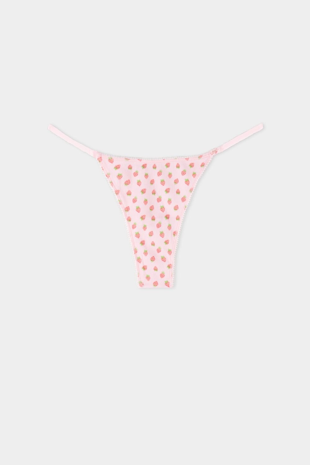 Tezenis High-Waisted Printed Bawełniane Brazilian String Panties Różowe | 1874-CLKHX