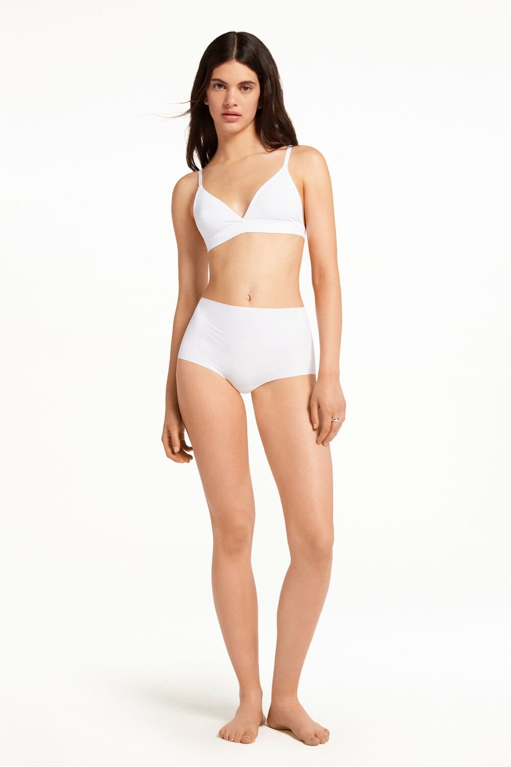 Tezenis High-Waisted Raw-Cut Microfiber Hipsters Białe Białe | 2396-SIAEV