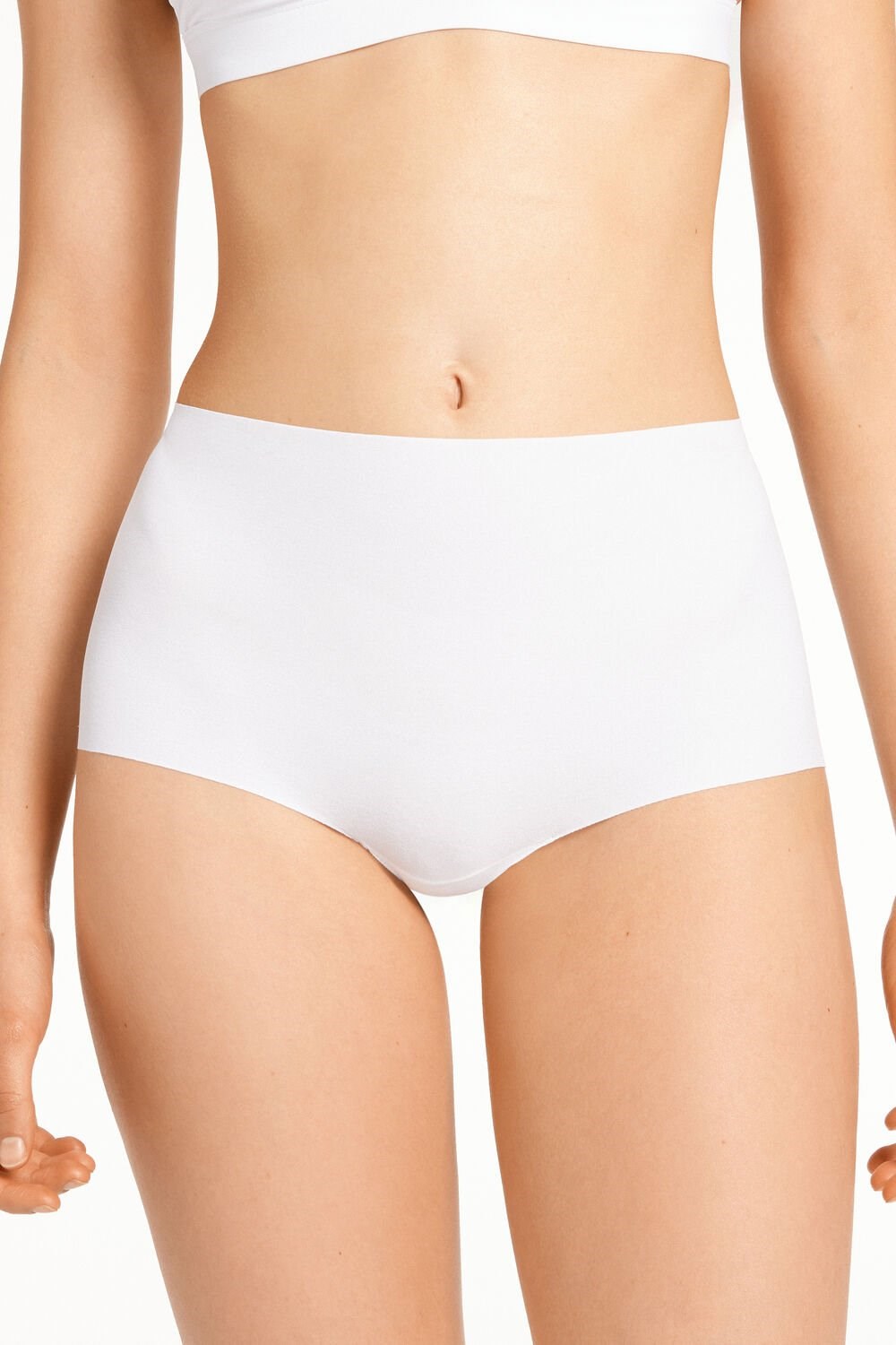 Tezenis High-Waisted Raw-Cut Microfiber Hipsters Białe Białe | 2396-SIAEV