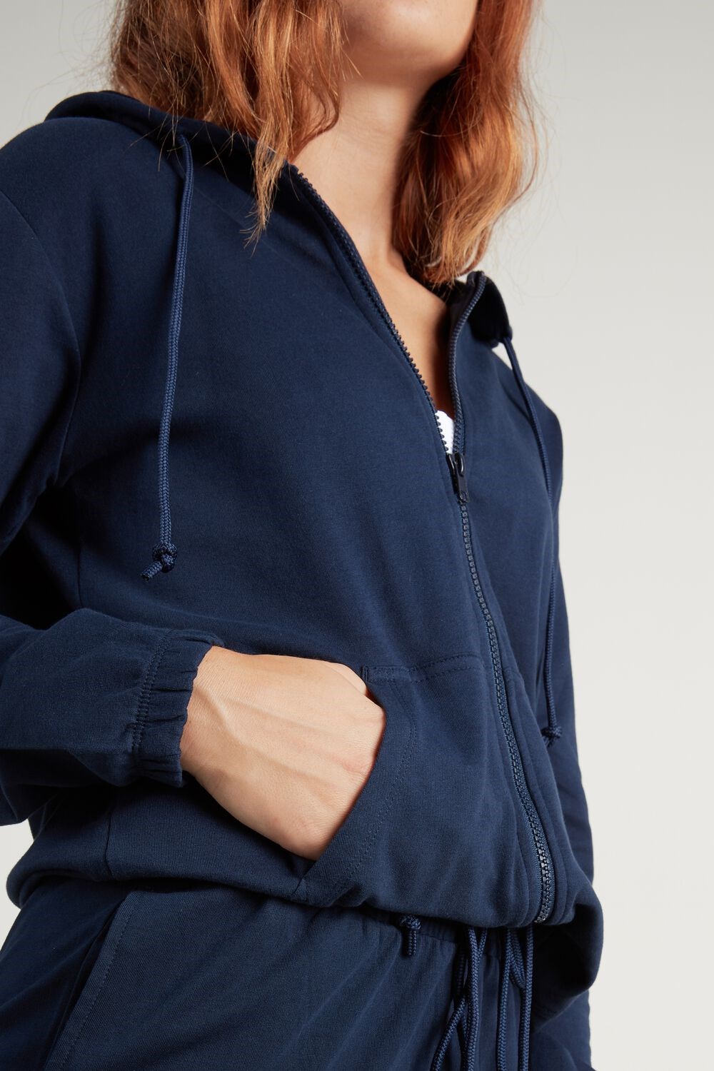 Tezenis Hoodie Sweatshirt with Zamkiem and Drawstring Niebieskie Niebieskie | 9267-IHWQE