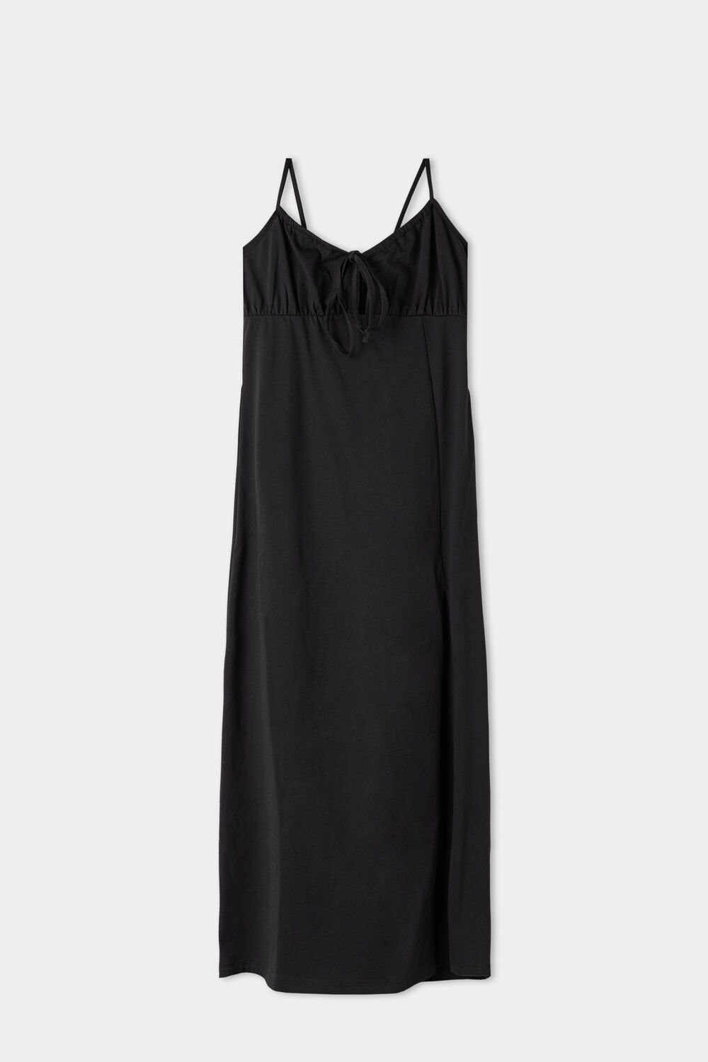 Tezenis Jersey Midi Sukienki with Slit Czarne Czarne | 2457-NUIRD