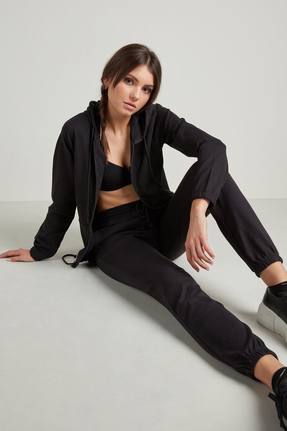 Tezenis Joggers with Welt Pocket and Drawstring Czarne Czarne | 2148-YVMUI