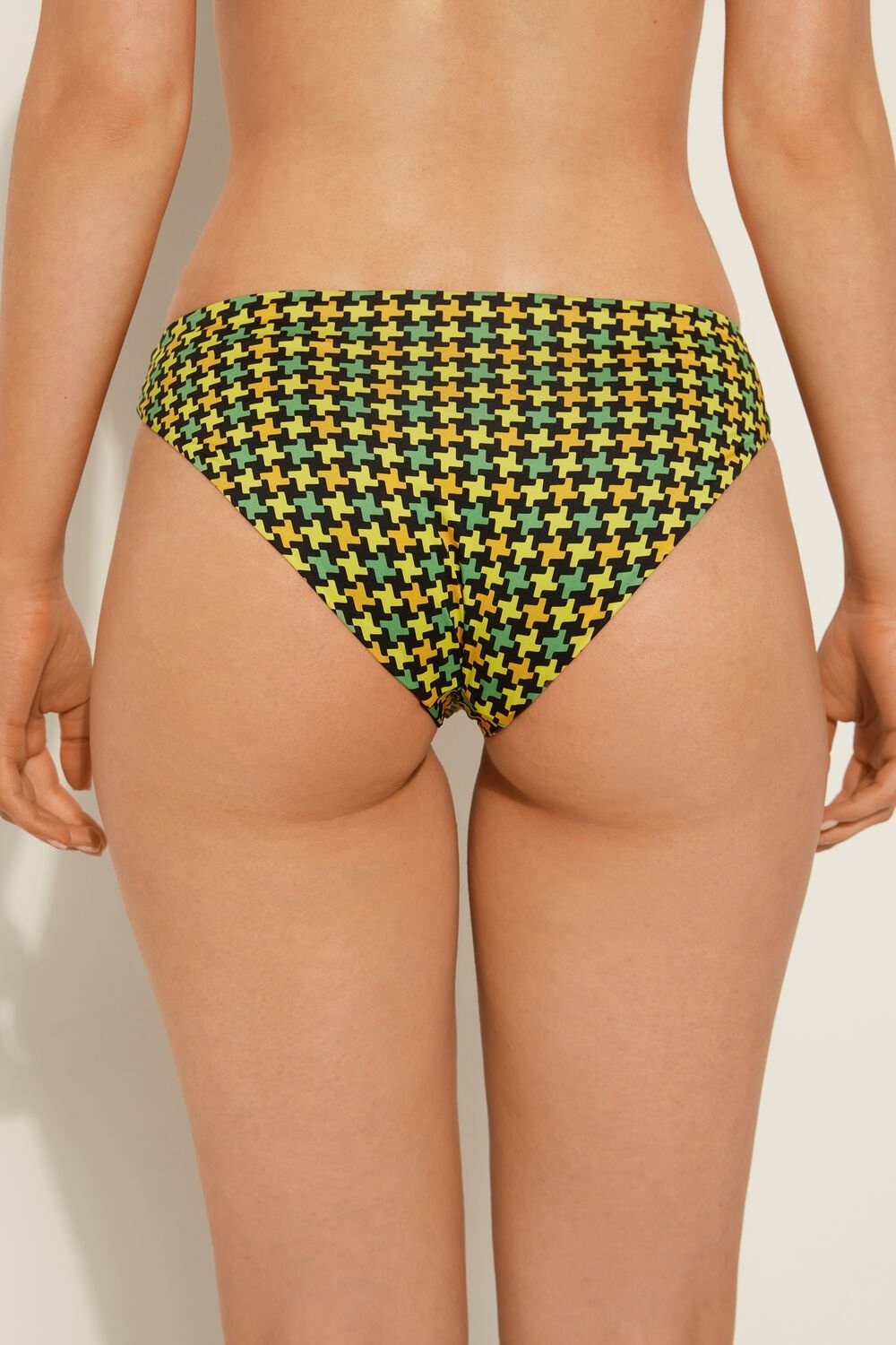 Tezenis Klasyczne Houndstooth Bikini Bottoms Czarne | 8130-LCOHT