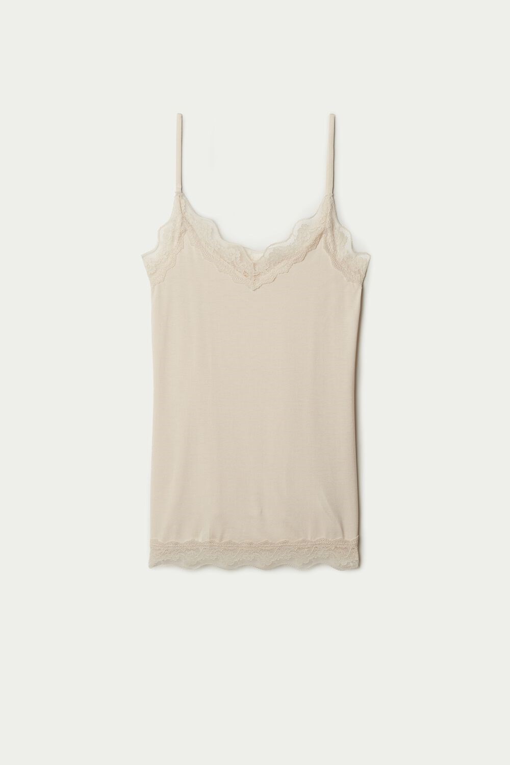 Tezenis Koronkowe Insert Tank Top Kremowe | 7390-HNDRI