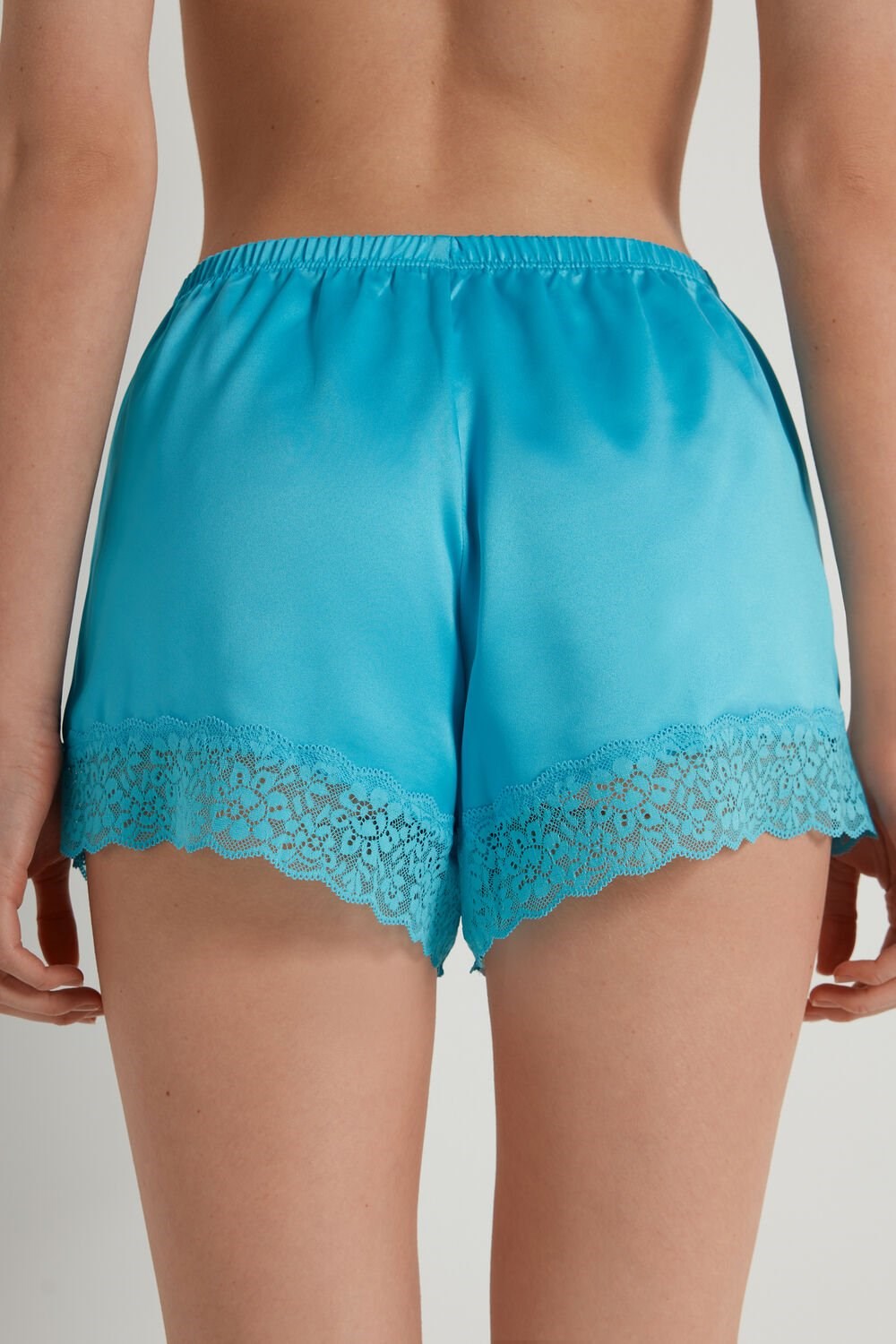 Tezenis Koronkowe and Satin Shorts Głęboka Niebieskie Niebieskie | 2031-GUDFZ