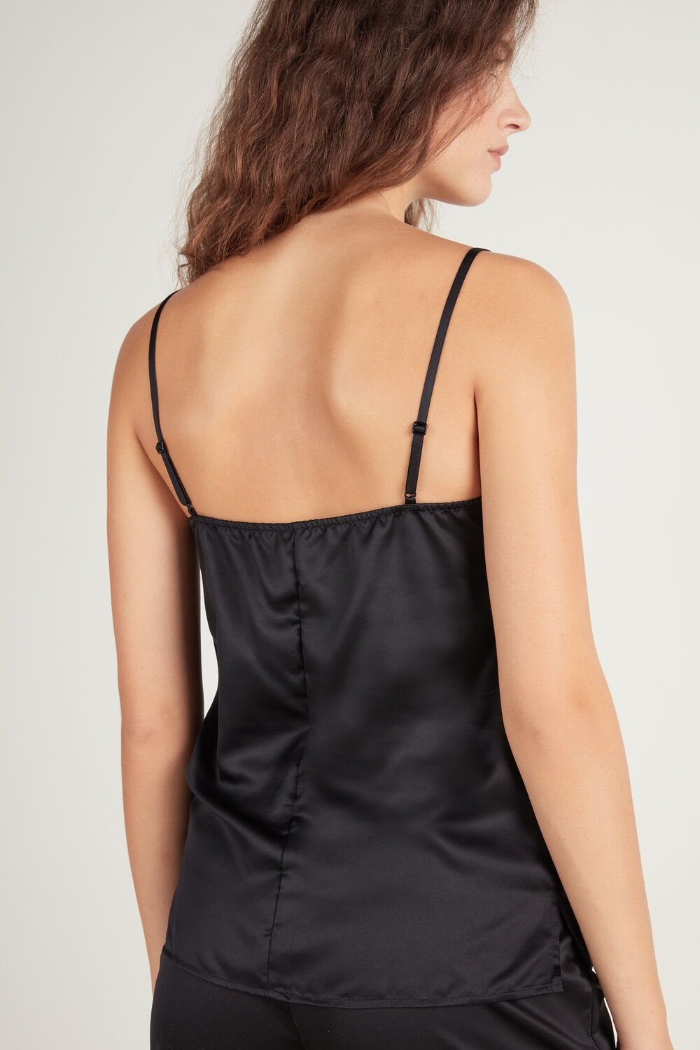 Tezenis Koronkowe and Satin Tank Top Czarne Czarne | 1907-SWBFR