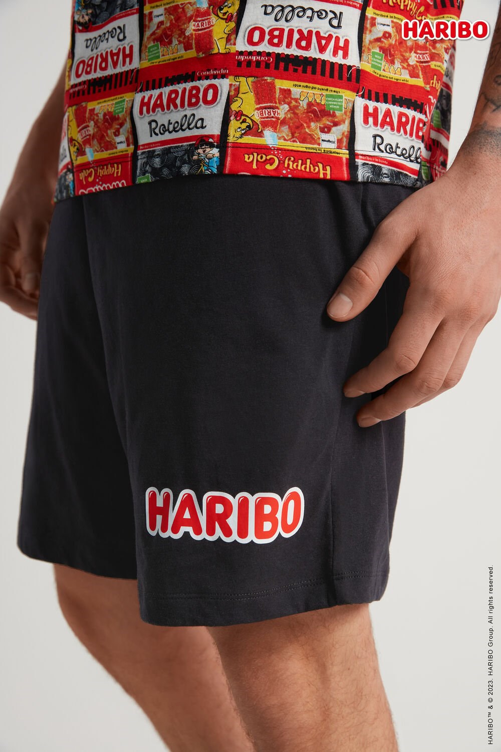 Tezenis Krótkie Bawełniane Haribo Package Pajamas Czarne | 8691-JCYAR