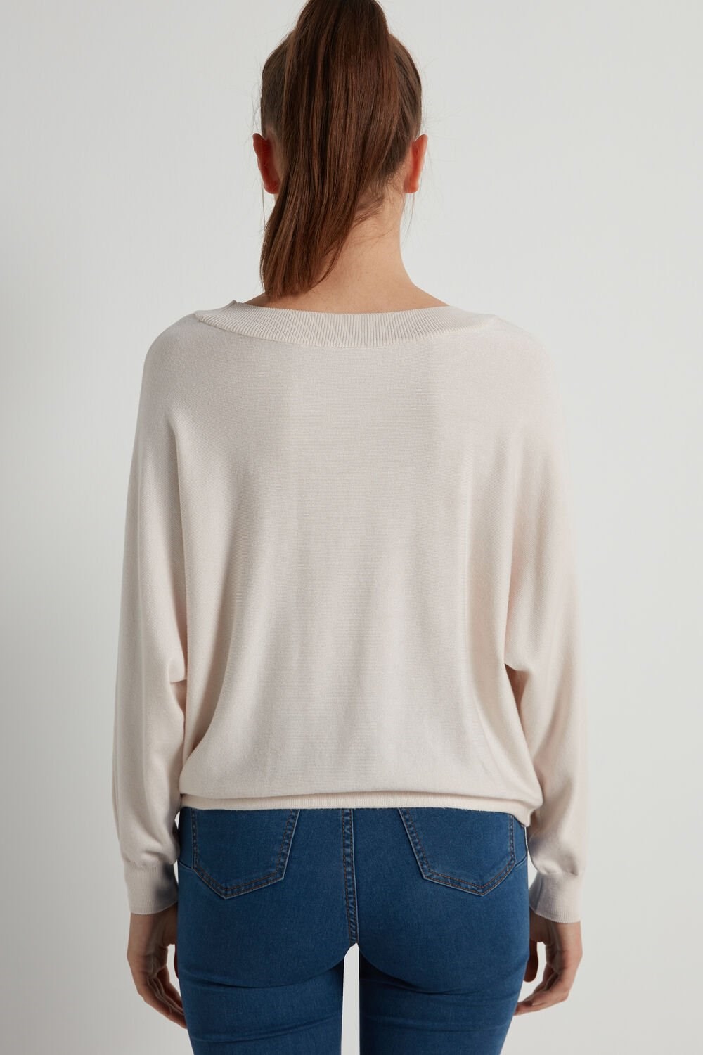 Tezenis Krótkie Sleeve Batwing Top with Drawstring Ivory Soft Natural 315v | 1689-HWELU