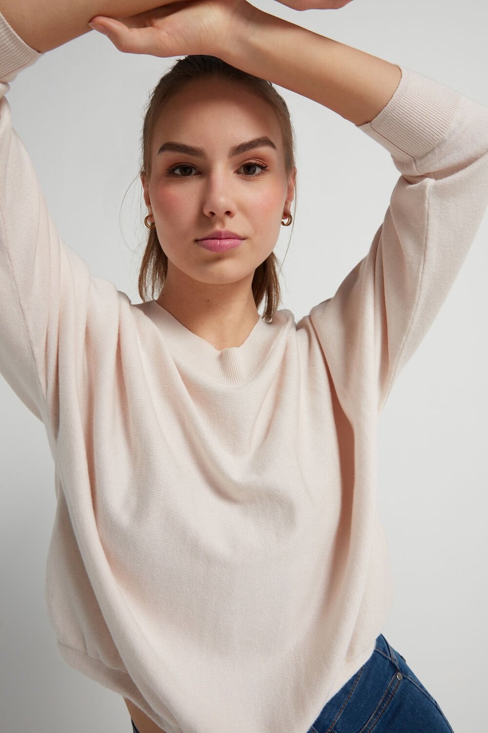 Tezenis Krótkie Sleeve Batwing Top with Drawstring Ivory Soft Natural 315v | 1689-HWELU