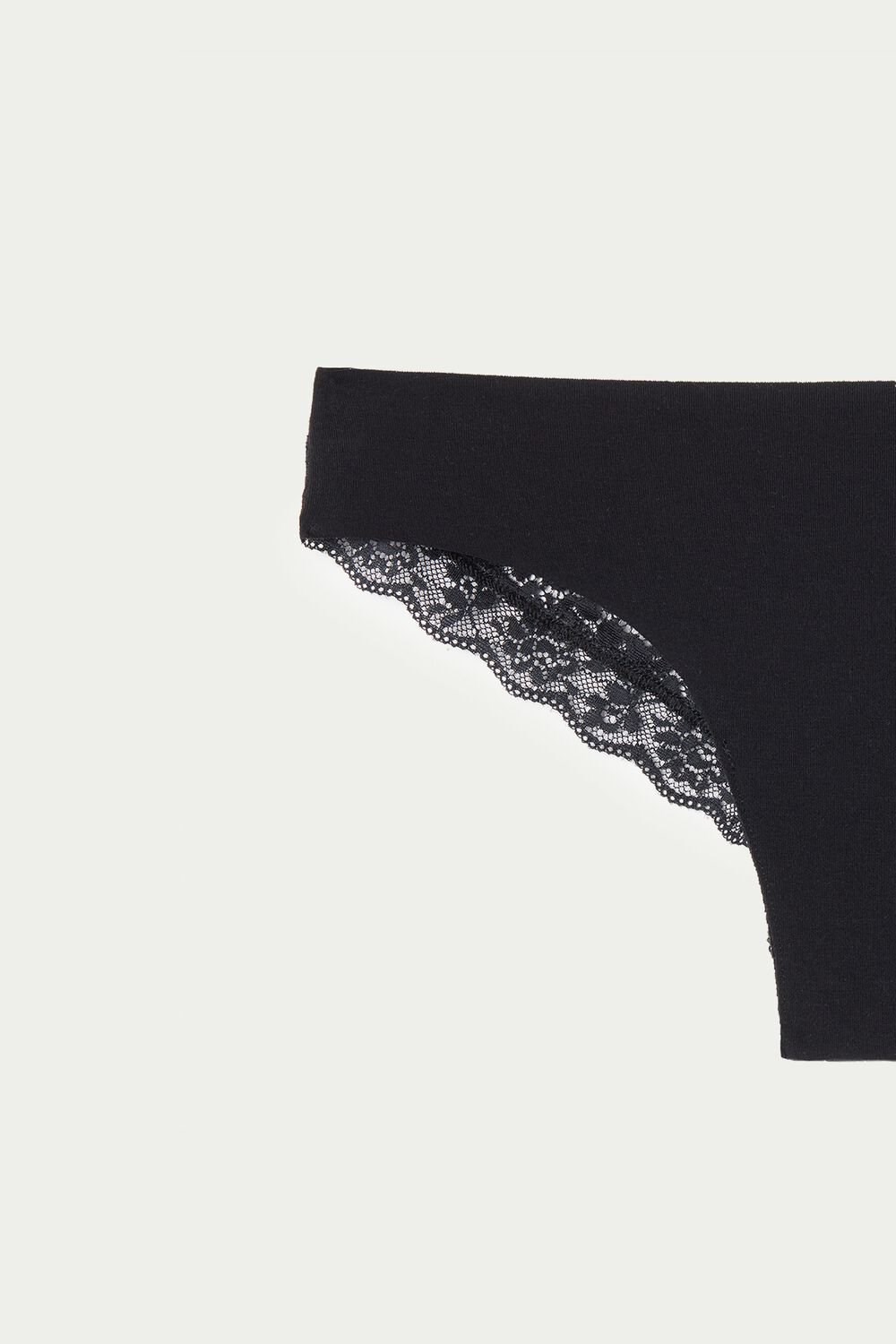 Tezenis Laser-Cut Bawełniane Recycled Koronkowe Brazilian Panties Czarne Czarne | 2431-UPXSA