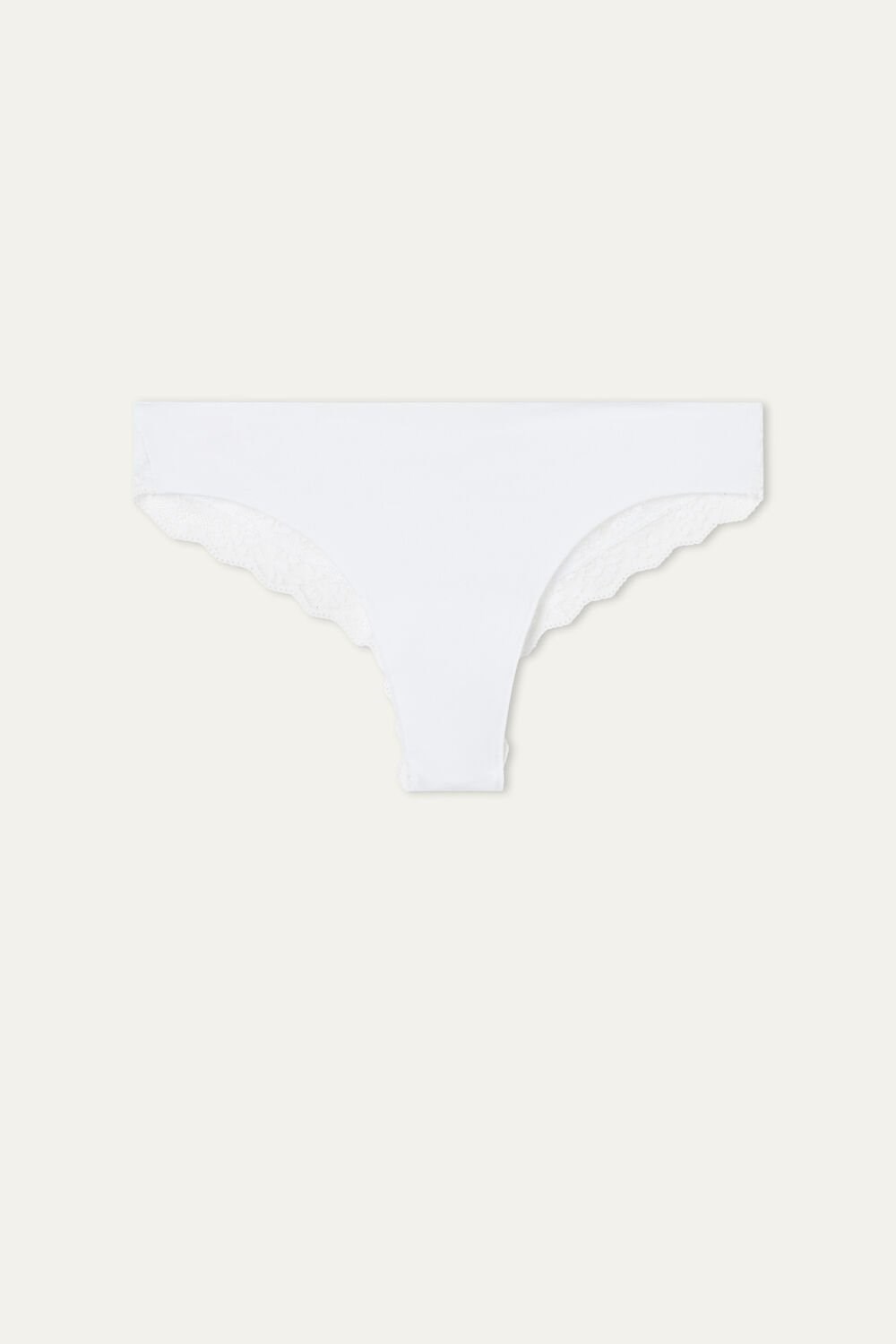 Tezenis Laser-Cut Bawełniane Recycled Koronkowe Brazilian Panties Białe Białe | 5724-FESPN