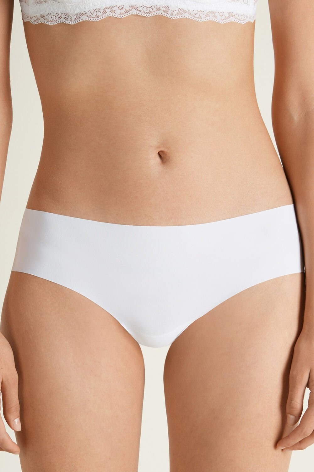 Tezenis Laser-Cut Microfiber Recycled Koronkowe Brazilian Panties Białe Białe | 6375-QJHSO