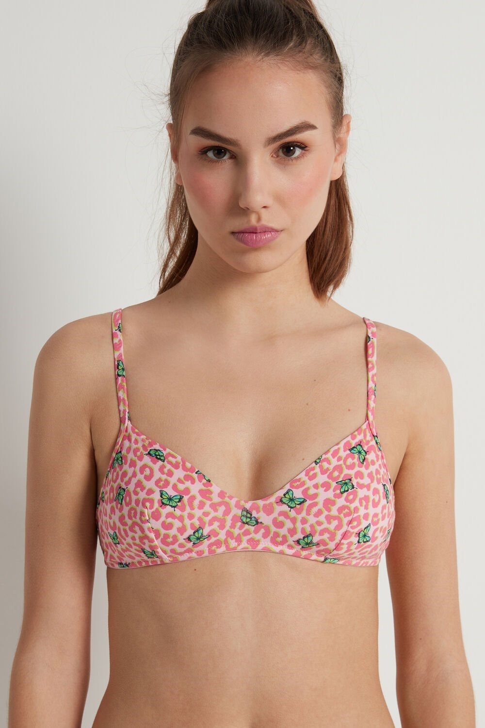 Tezenis Lisbon Triangle Bra in Printed Bawełniane Animal Spotted Butterfly Print 297v | 8254-HXLBT