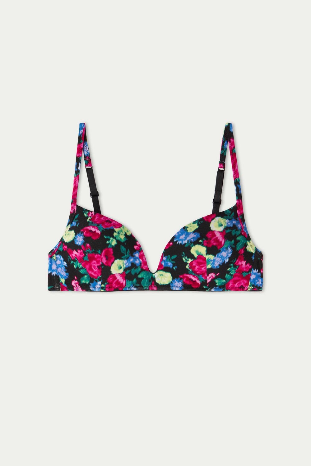 Tezenis London Bra in Printed Bawełniane Czarne | 3091-WXBQN