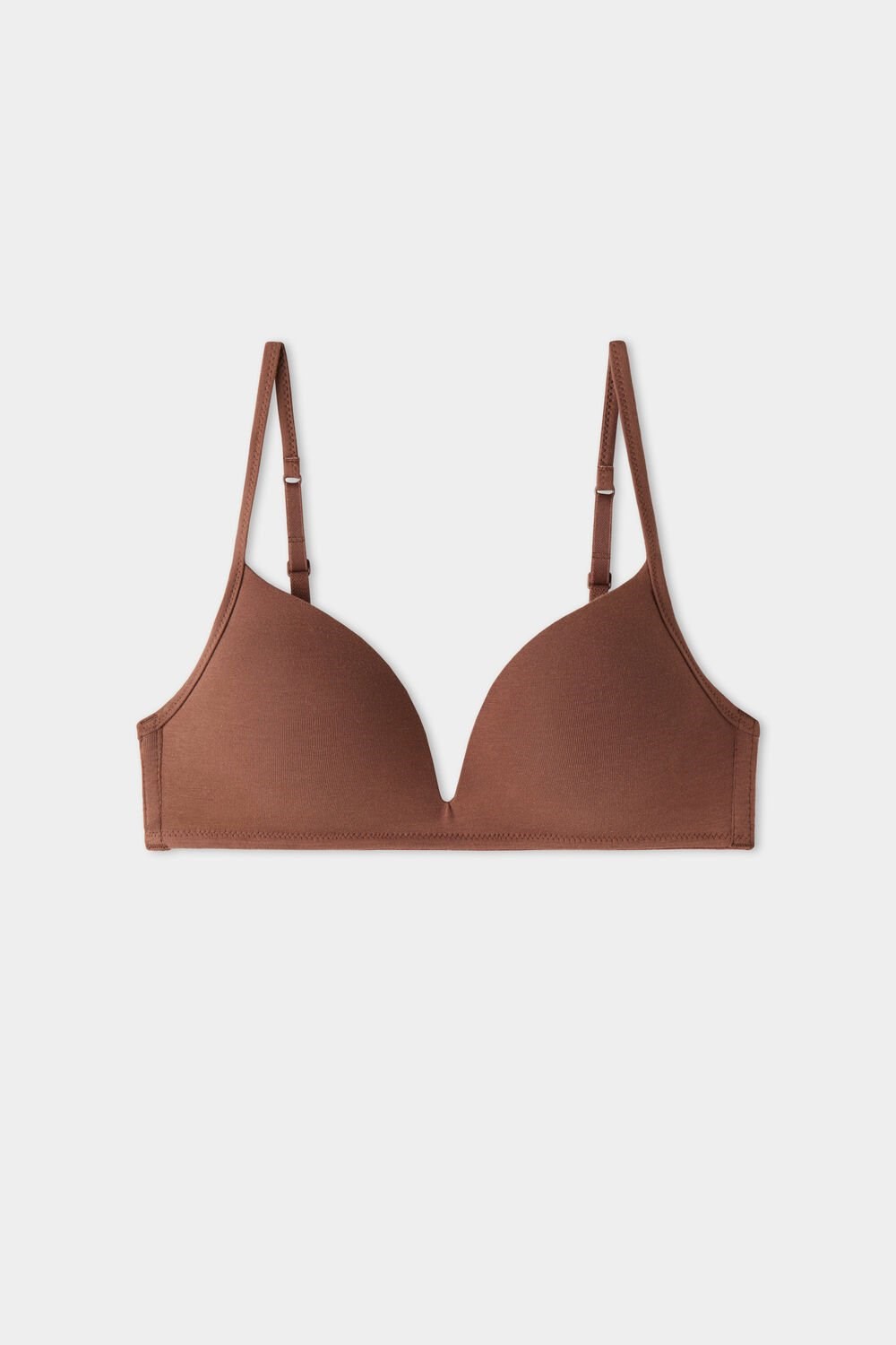 Tezenis London Non-Wired Watowany Triangle Bralette in Bawełniane Brązowe Brązowe | 6937-OEHTC